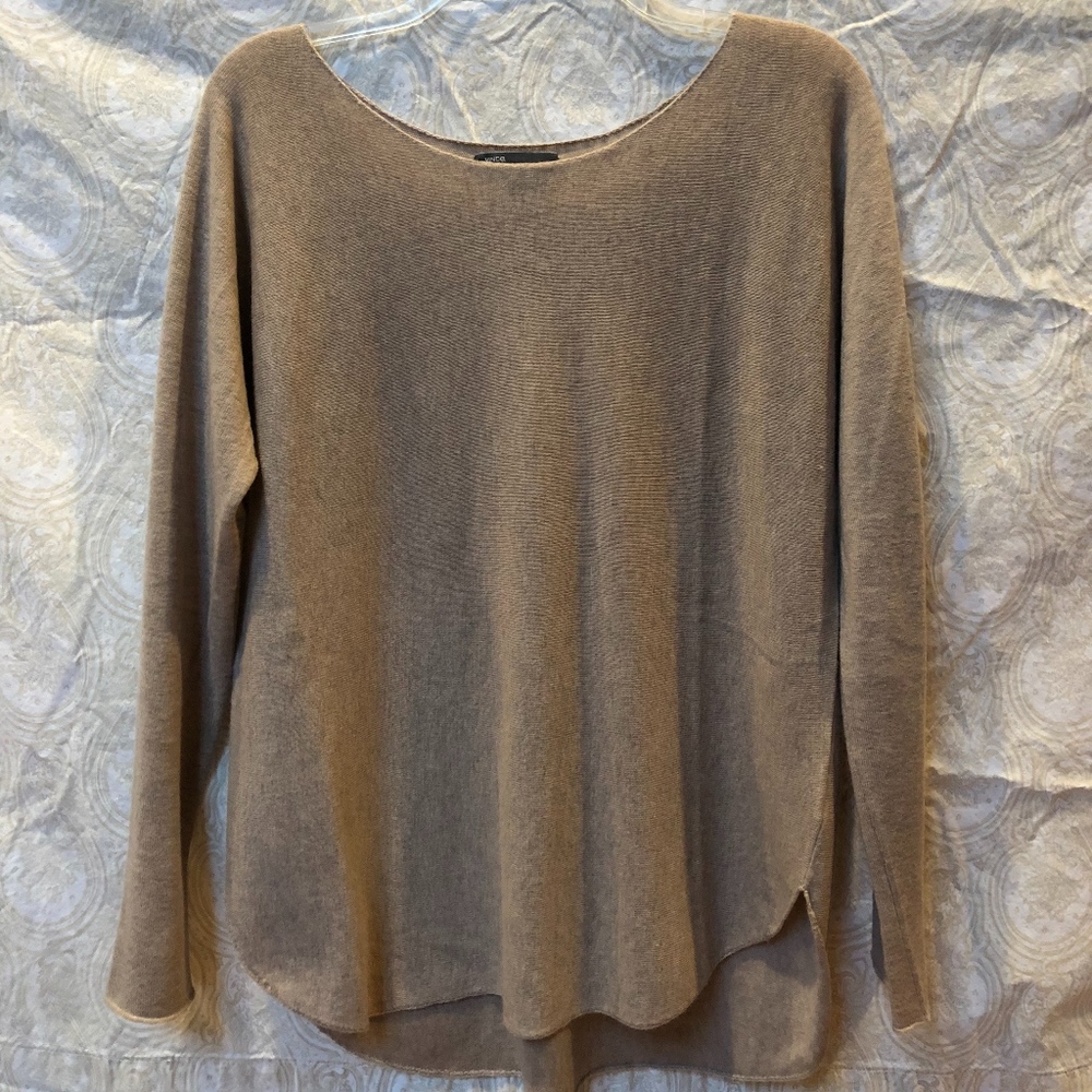 VINCE. Scoop Neck Cashmere Blend Tunic Sweater - Picture 2 of 3